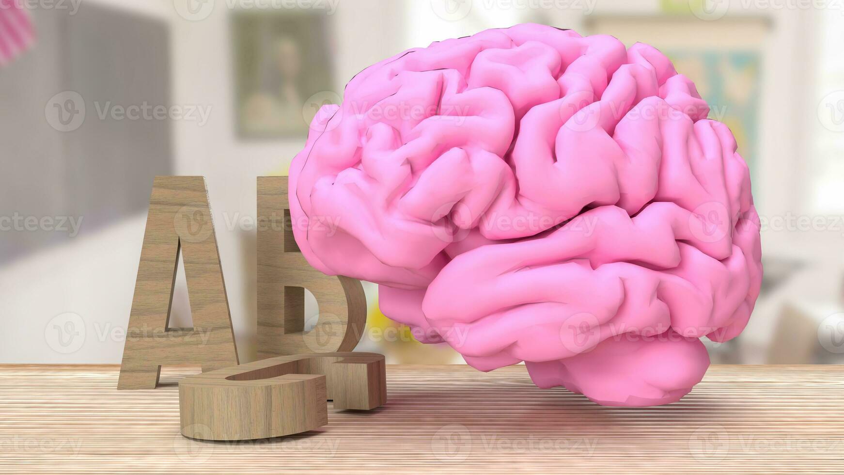 The alphabet  and brain for education or sci concept 3d rendering photo