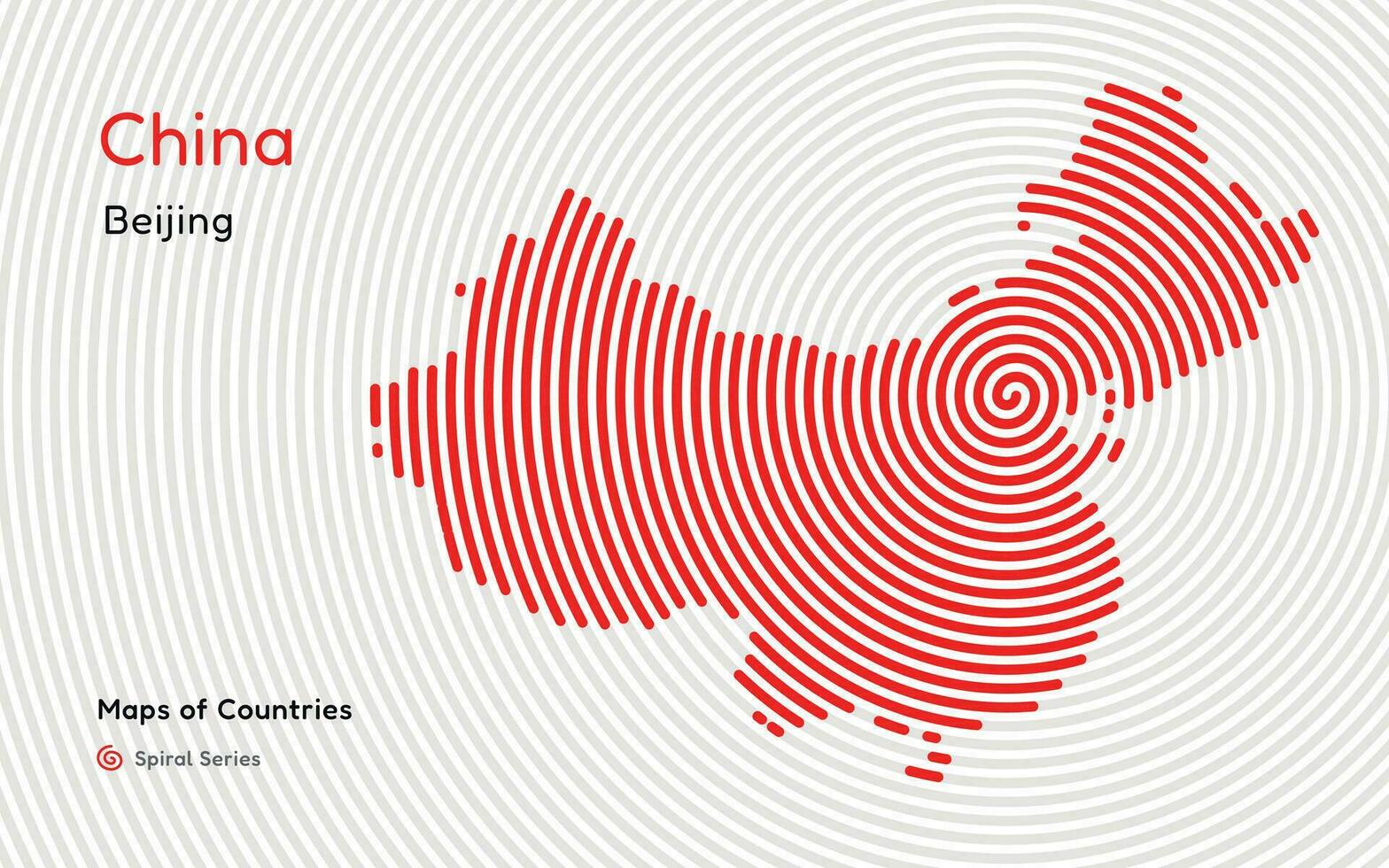 vector abstract china map with spiral lines