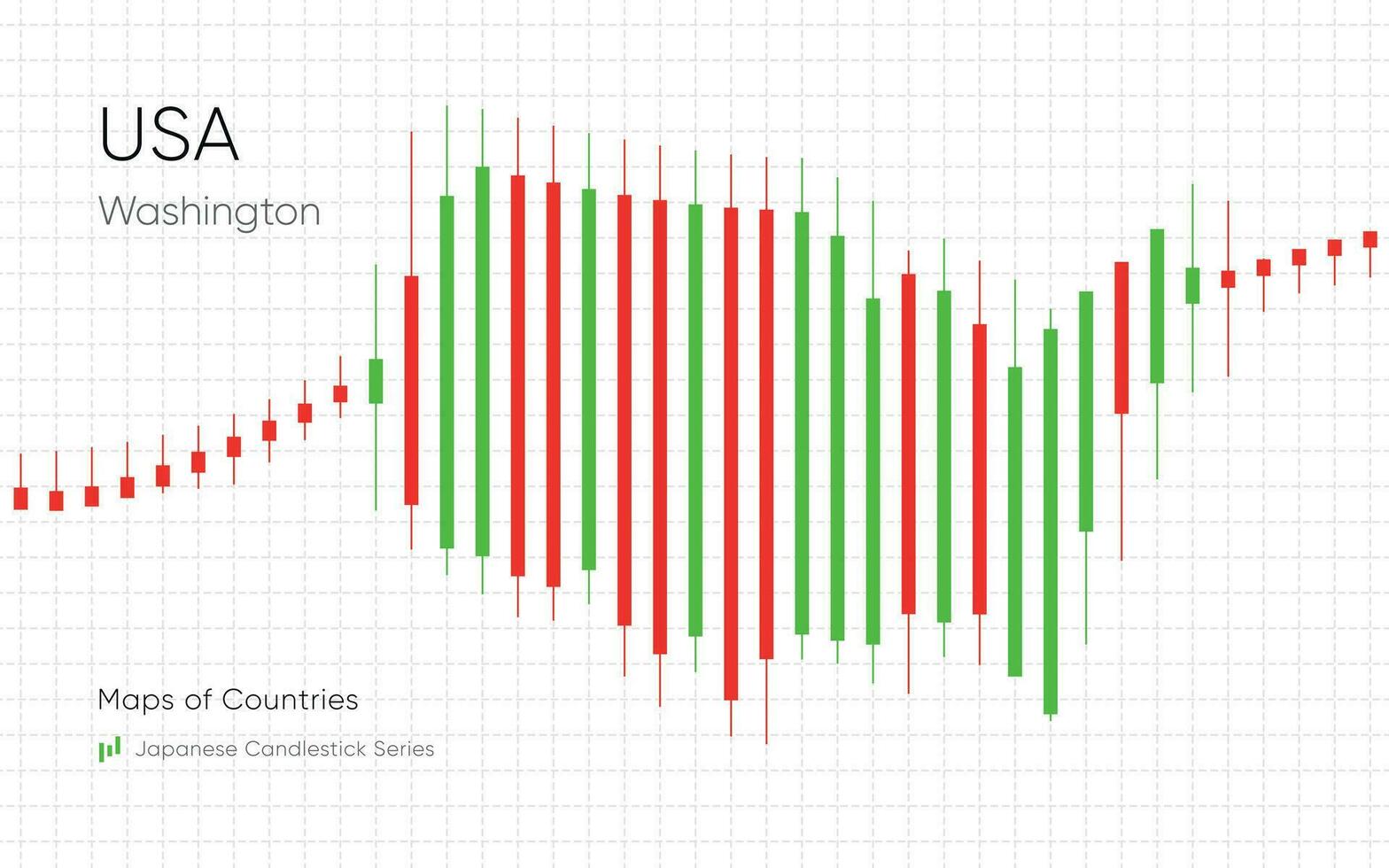 el Estados Unidos mapa es mostrado en un gráfico con barras y líneas. japonés candelero gráfico serie vector