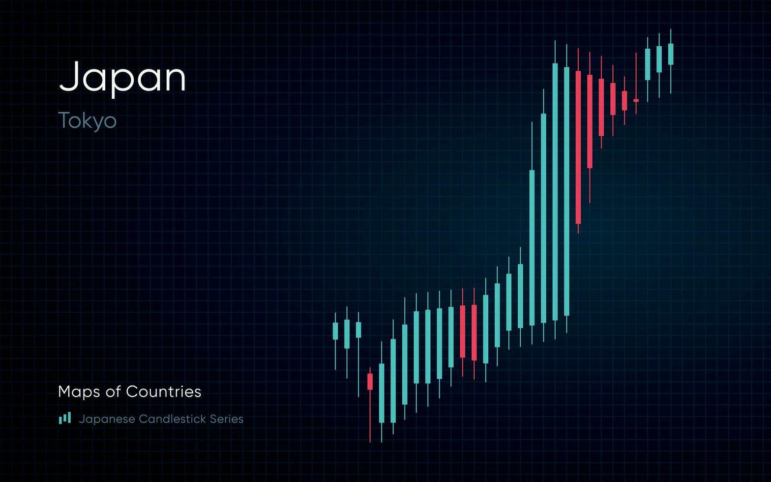 japan stock chart with a blue background. Japanese Candlestick vector