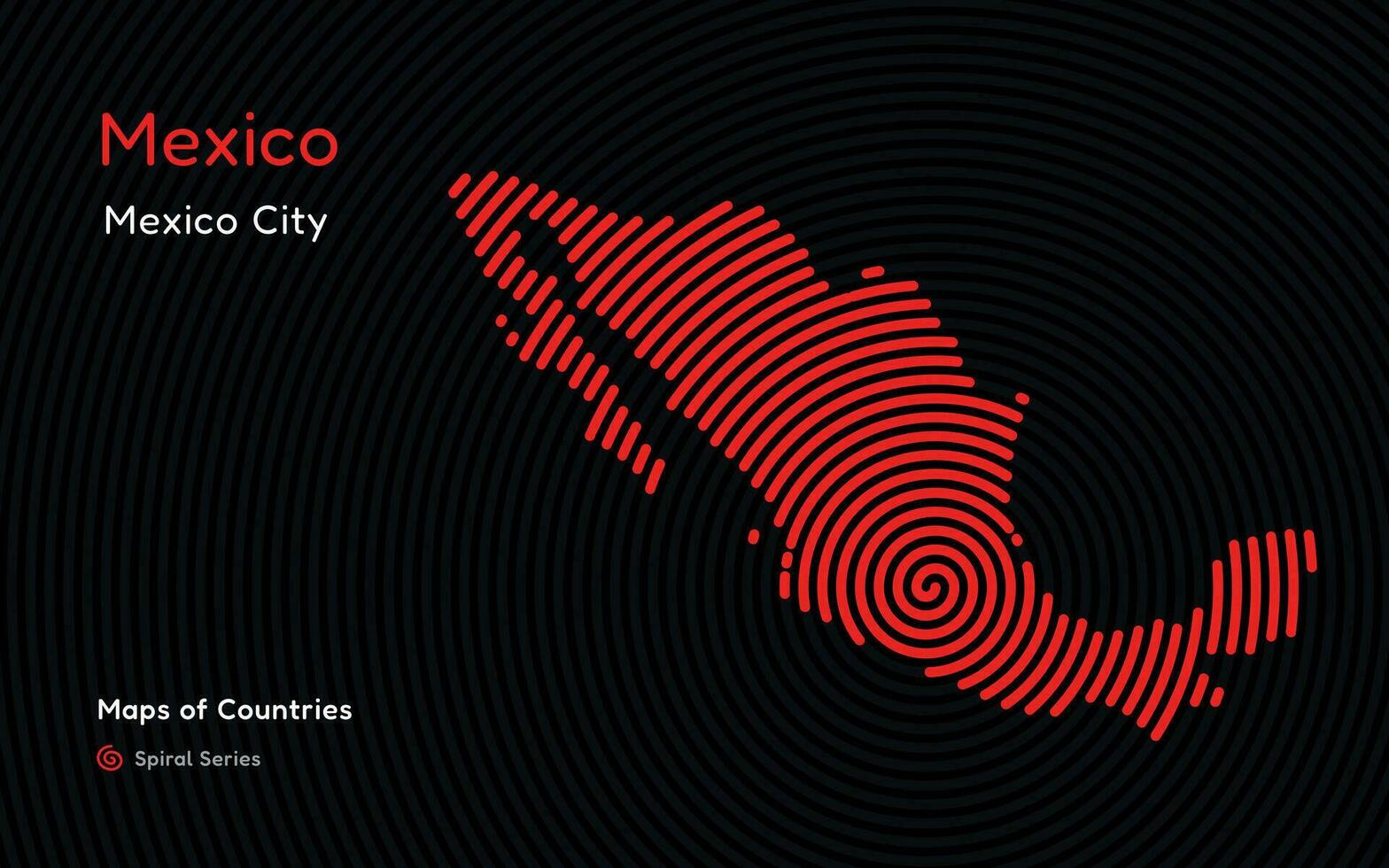 mexico city map with red circles and a black background vector