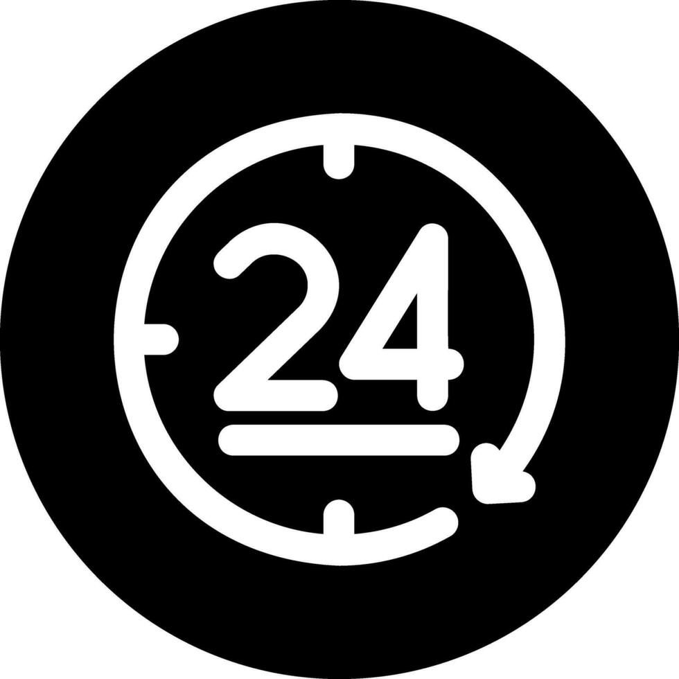 icono de glifo de 24 horas vector