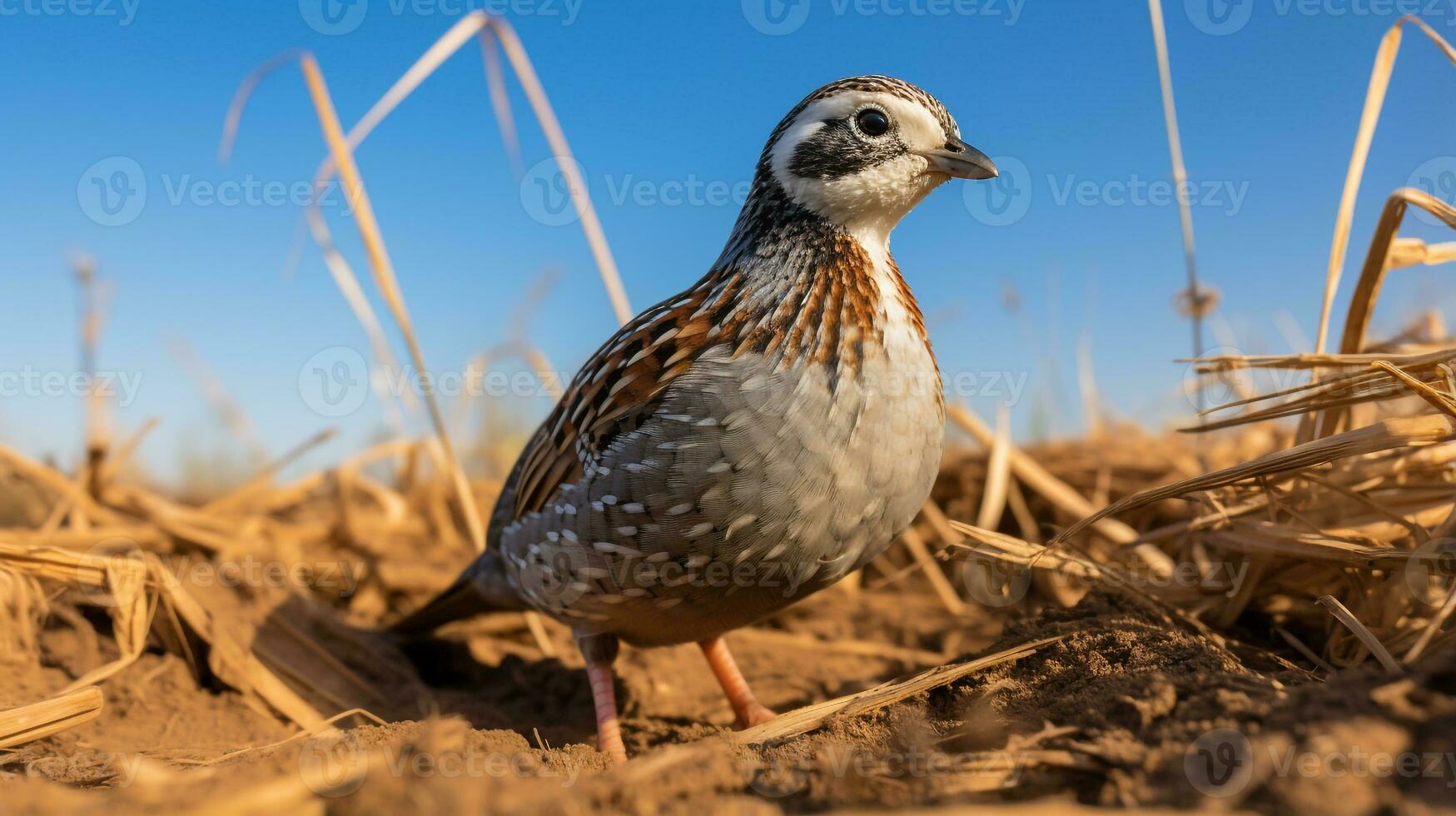 Photo of a Quail in the Farmland. Generative AI