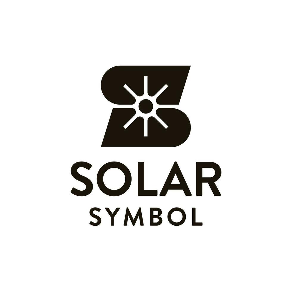 Initial Letter S with Sun Solar Panel Energy Logo Design vector