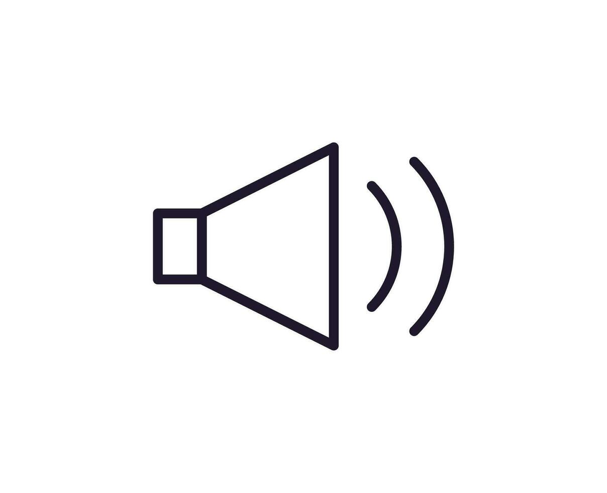 Interface concept. Vector sign drawn in line style. Isolated editable stroke for adverts and UI. Vector line icon of a loud speaker