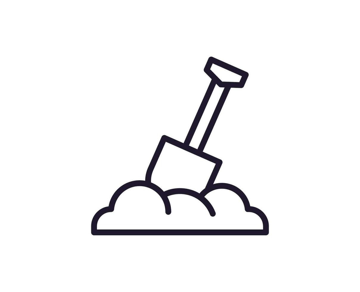 Shovel concept. Modern outline high quality illustration for banners, flyers and web sites. Editable stroke in trendy flat style. Line icon of shovel vector
