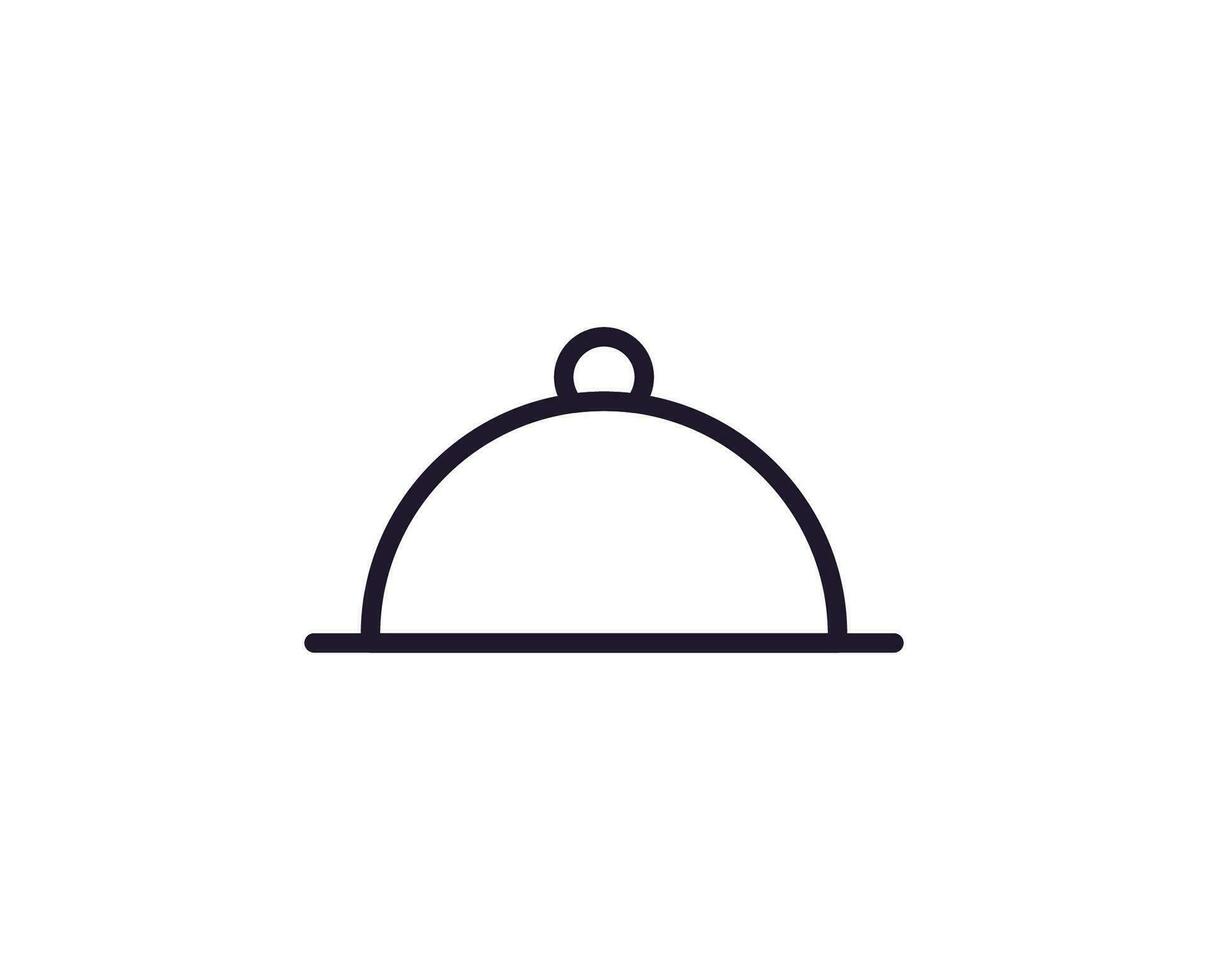 Kitchen and cooking concept. Vector sign drawn with black thin line. Editable stroke. Line icon of bowl with cloche