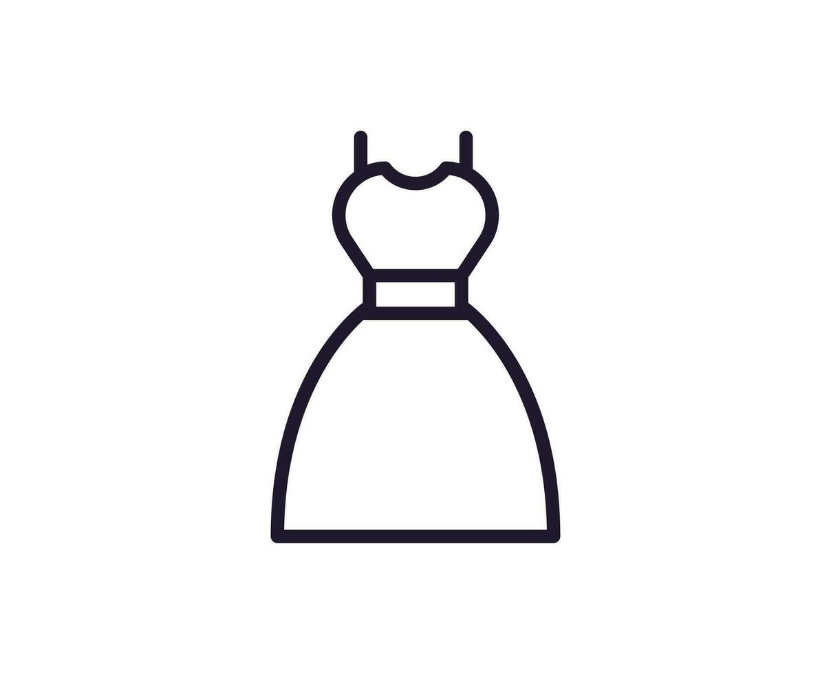 Dress concept. Single premium editable stroke pictogram perfect for logos, mobile apps, online shops and web sites. Vector symbol isolated on white background.