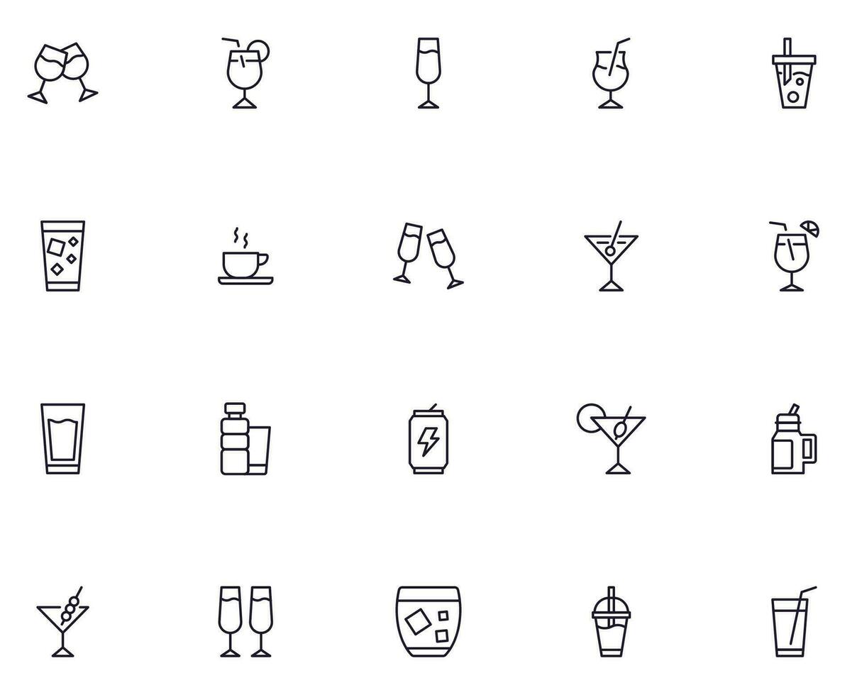 Drinks concept. Collection of modern high quality drink line icons. Editable stroke. Premium linear symbol for web sites, flyers, banners, online shops and companies. vector