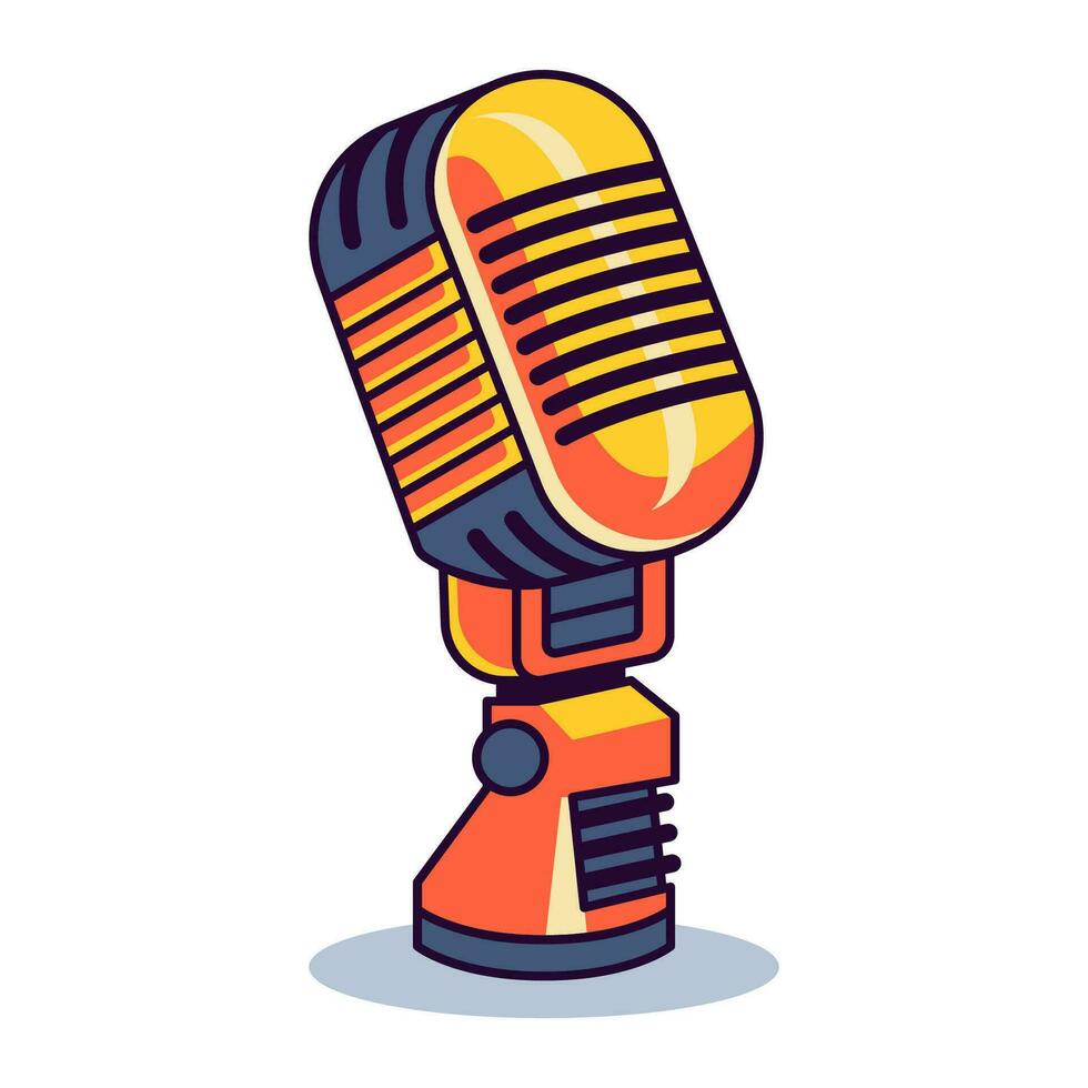 Microphone Vector Flat Illustration. Perfect for different cards, textile, web sites, apps