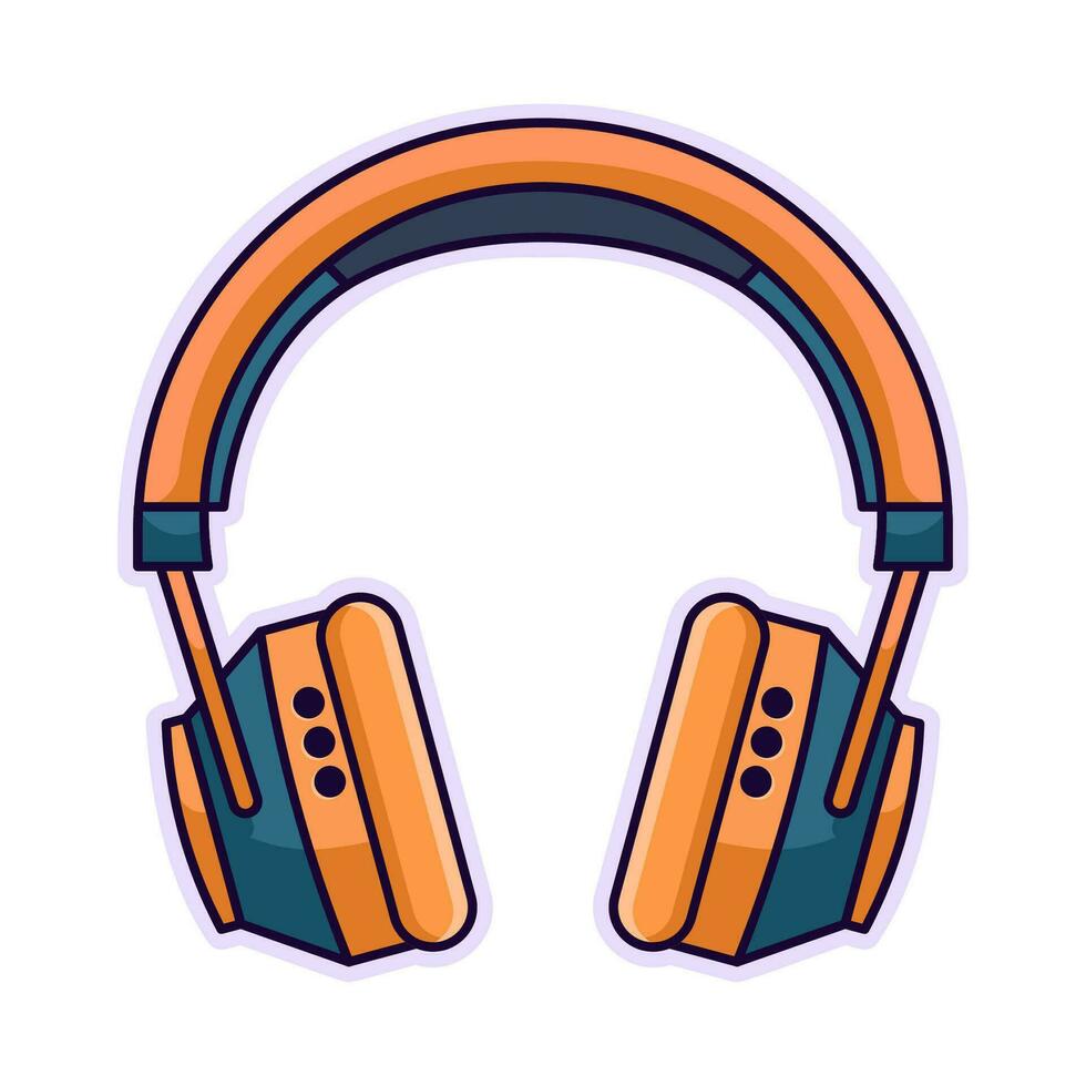 Headphones Vector Flat Illustration. Perfect for different cards, textile, web sites, apps