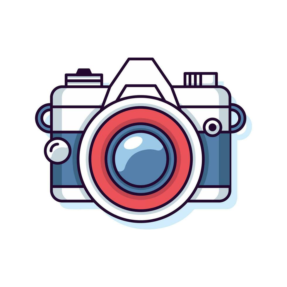 Photo Camera Vector Flat Illustration. Perfect for different cards, textile, web sites, apps