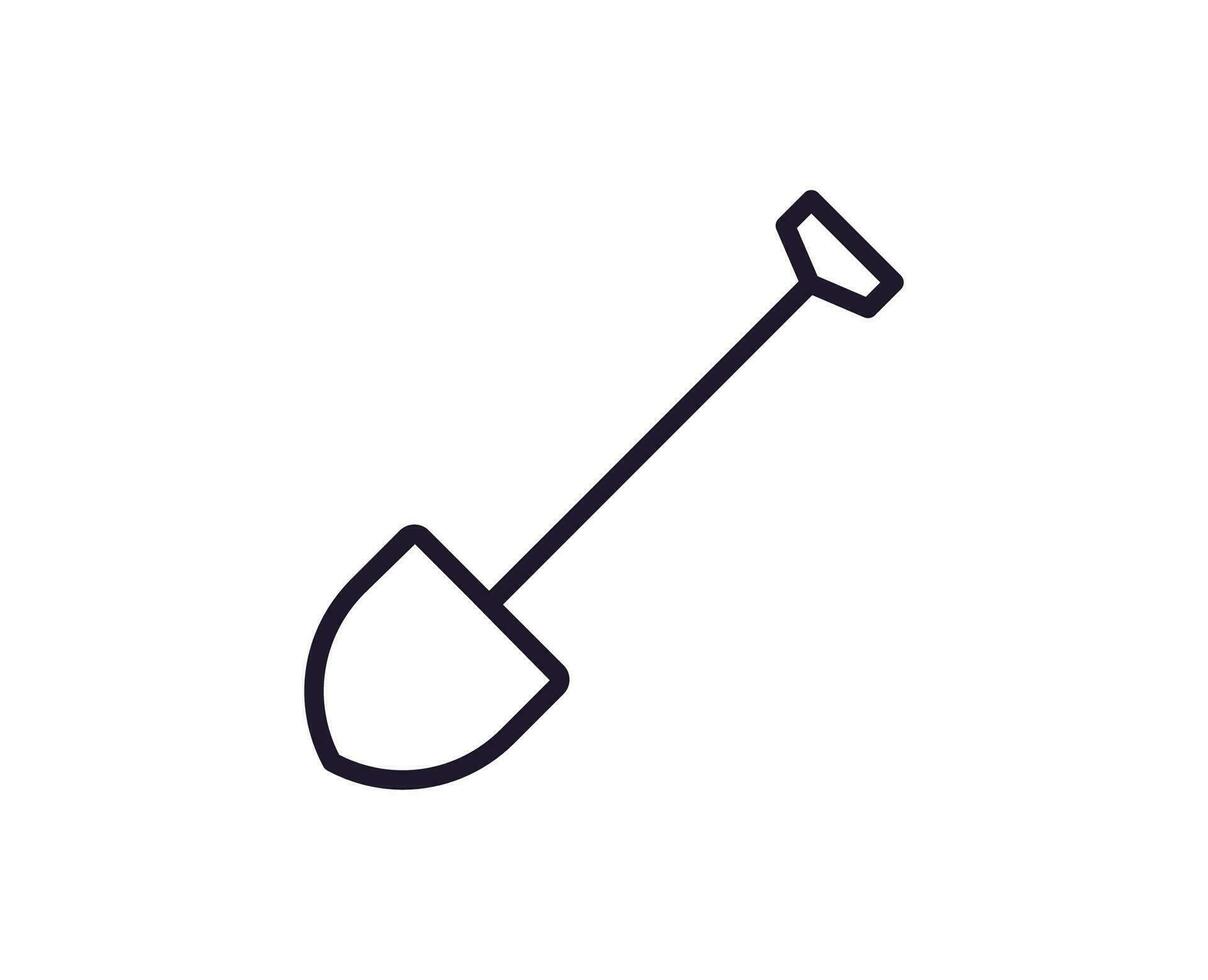 Shovel concept. Modern outline high quality illustration for banners, flyers and web sites. Editable stroke in trendy flat style. Line icon of shovel vector