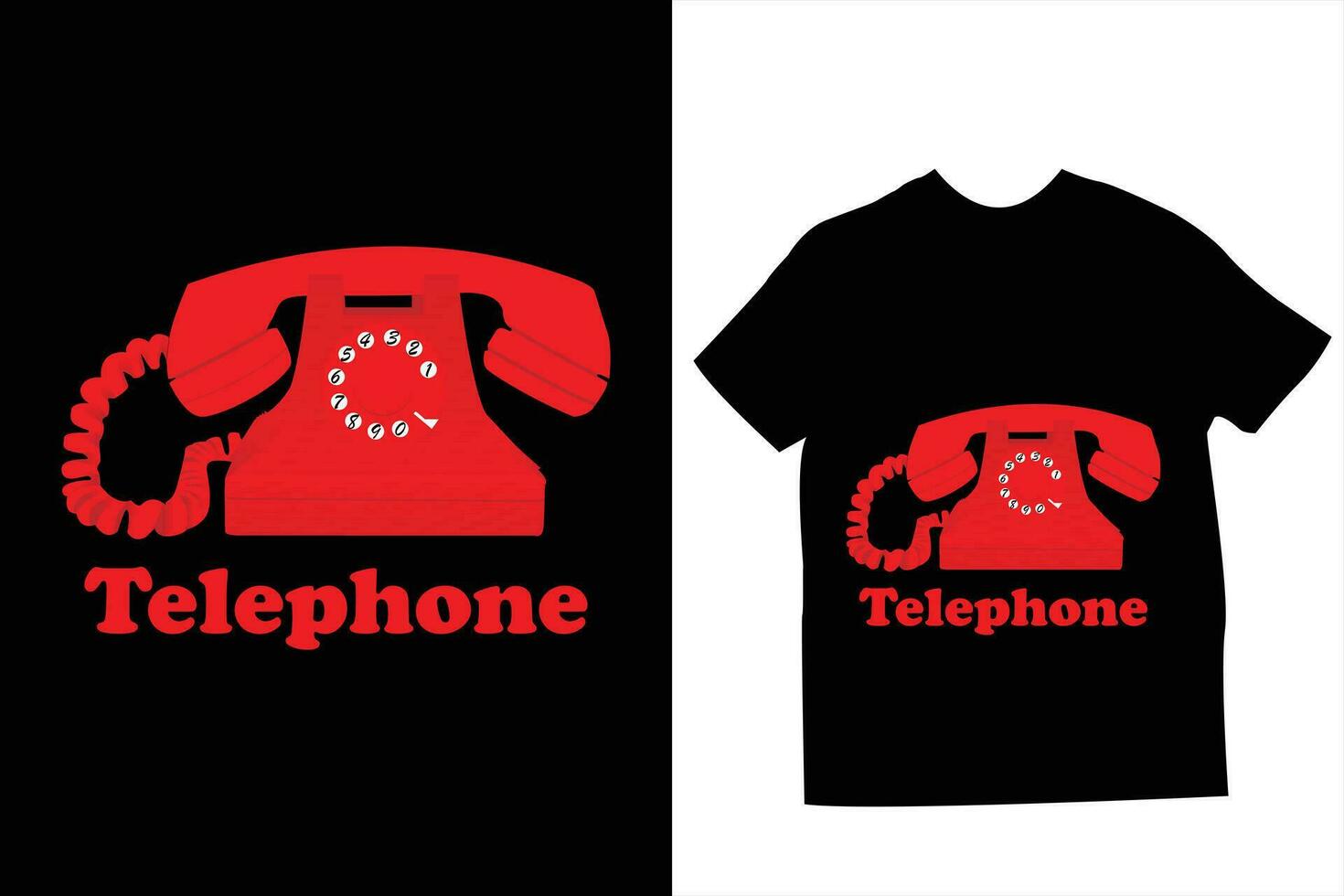 Red color telephone retro vintage t shirt design. vector