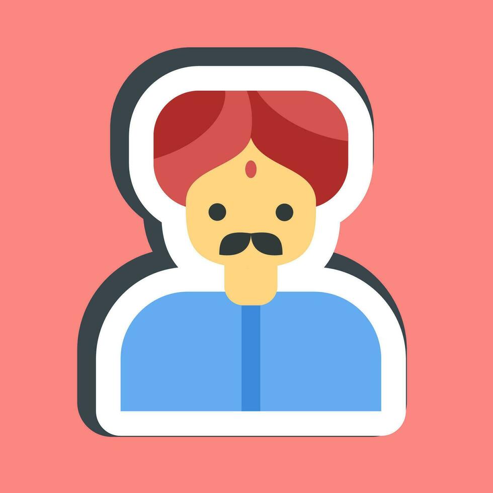 Sticker indian man. Diwali celebration elements. Good for prints, posters, logo, decoration, infographics, etc. vector