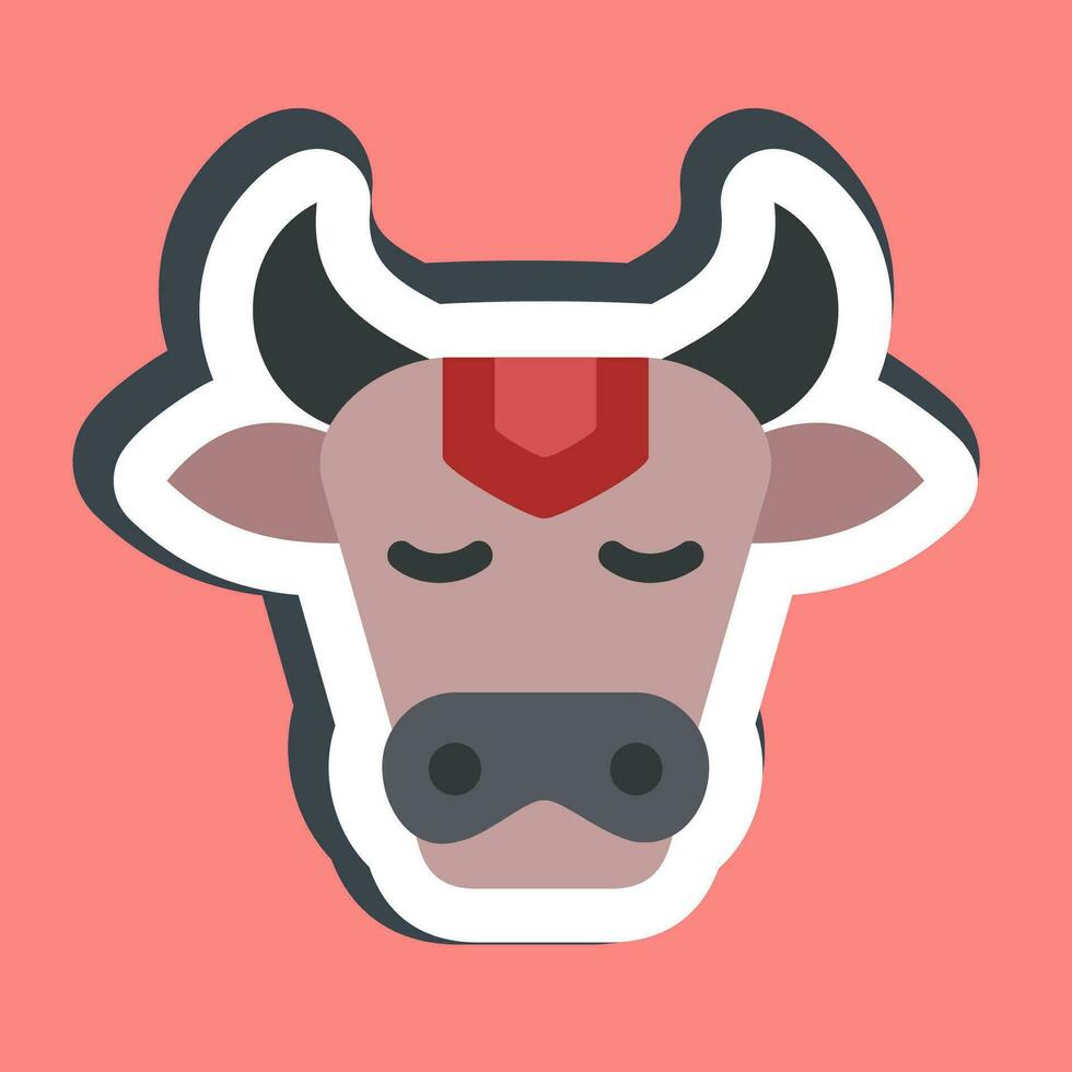 Sticker sacred cow. Diwali celebration elements. Good for prints, posters, logo, decoration, infographics, etc. vector