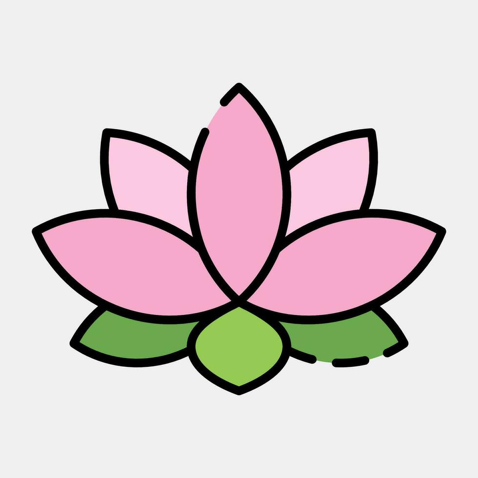 Icon lotus. Diwali celebration elements. Icons in filled line style. Good for prints, posters, logo, decoration, infographics, etc. vector