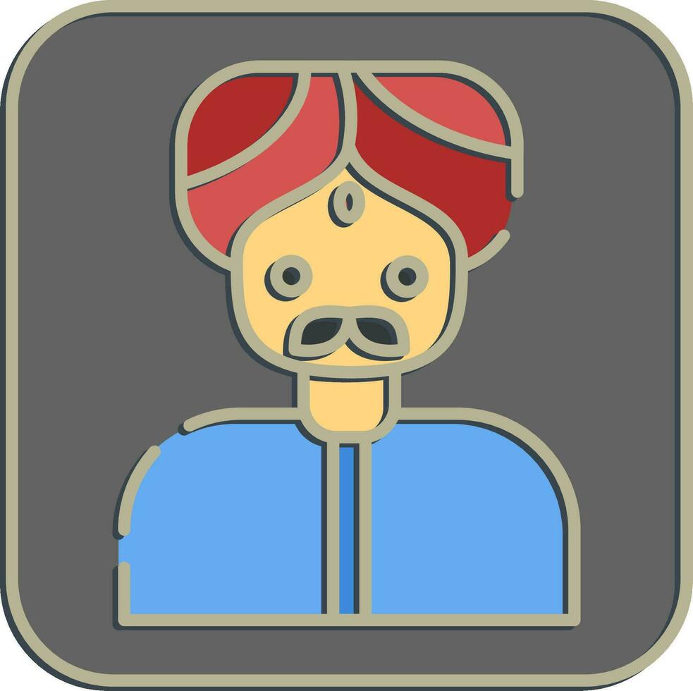 icono indio hombre. diwali celebracion elementos. íconos en en relieve estilo. bueno para huellas dactilares, carteles, logo, decoración, infografía, etc. vector