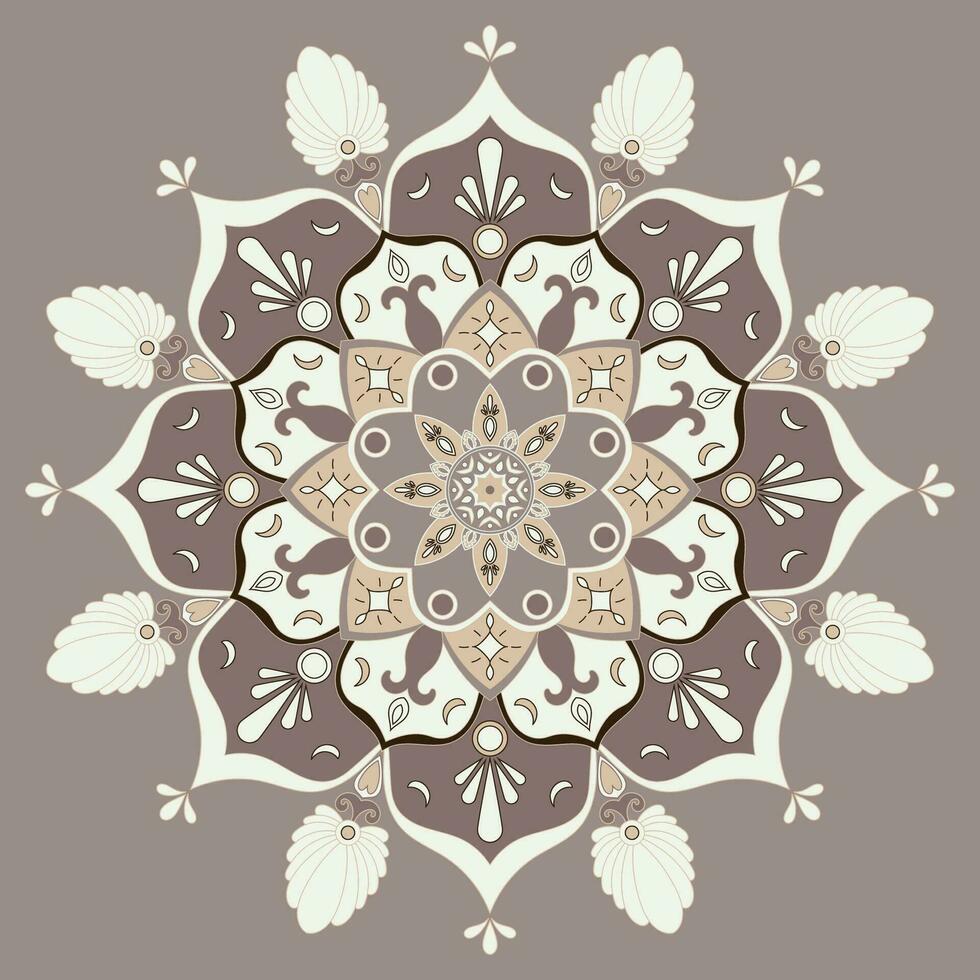 Mandala flower, cream color, night flower vector