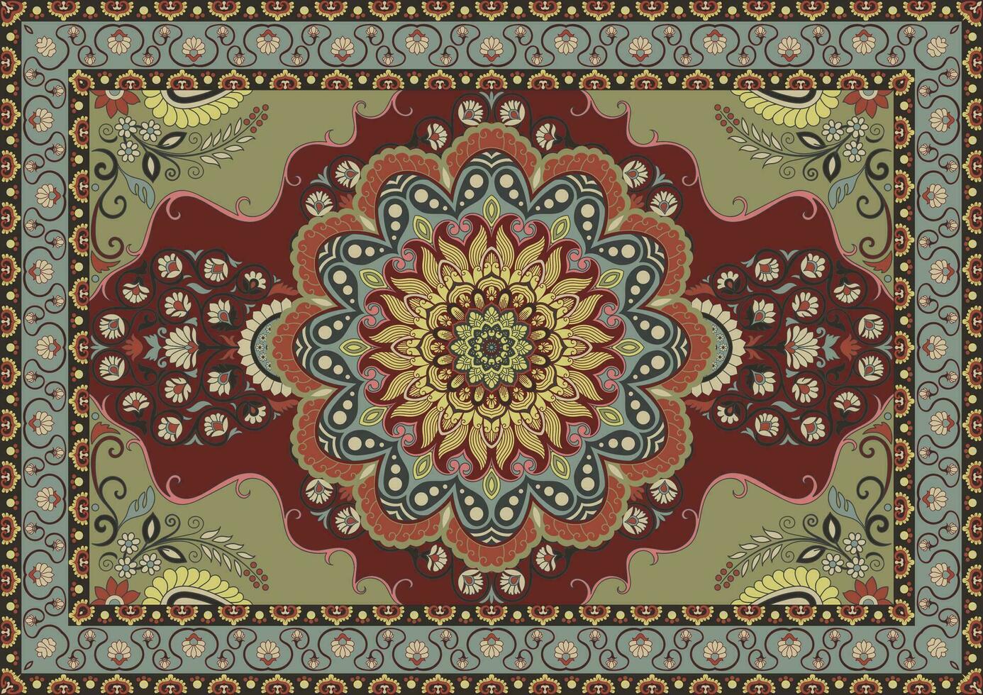 Dom y flor alfombra. persa alfombra. piso alfombras vector