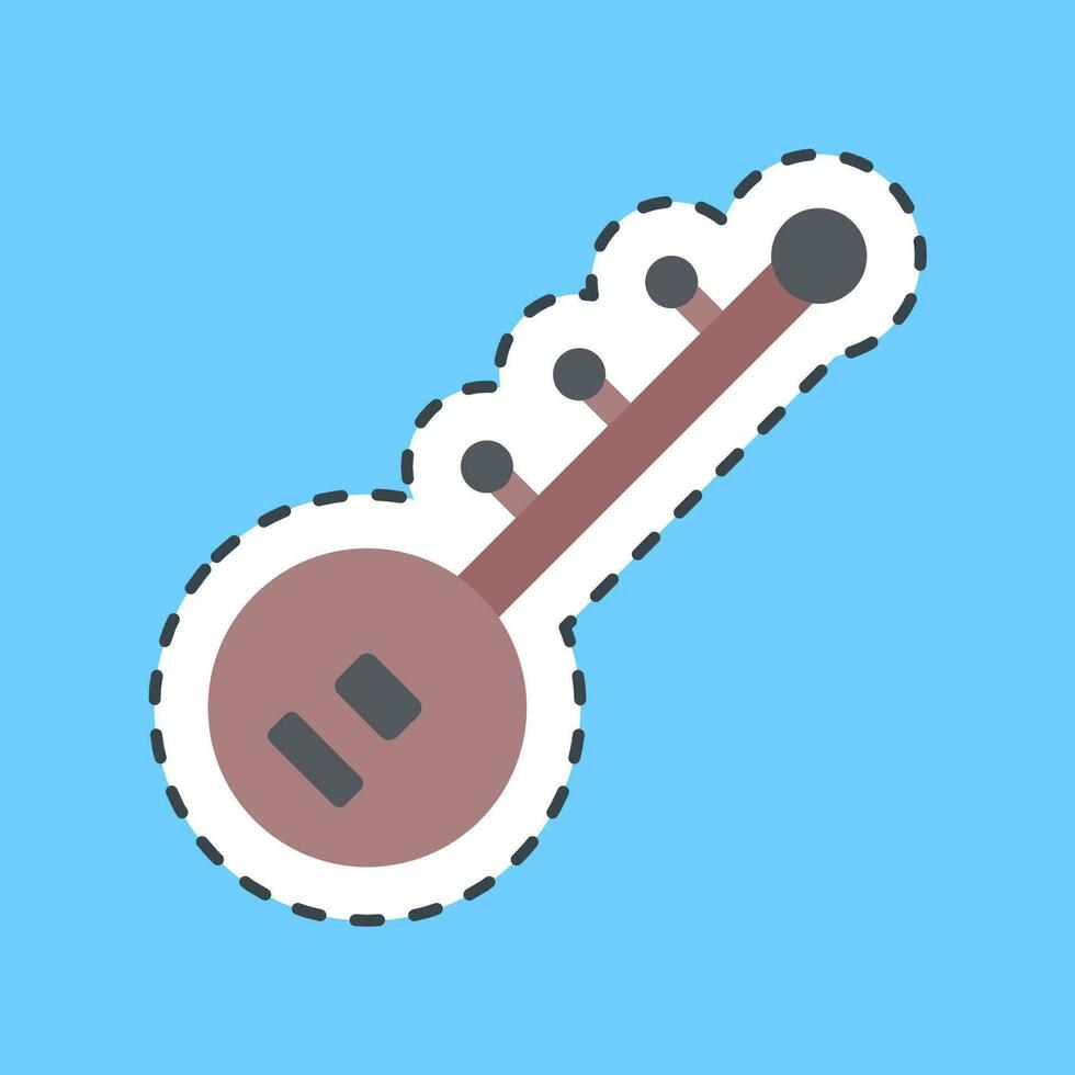 Cutting line sticker sitar. Diwali celebration elements. Good for prints, posters, logo, decoration, infographics, etc. vector