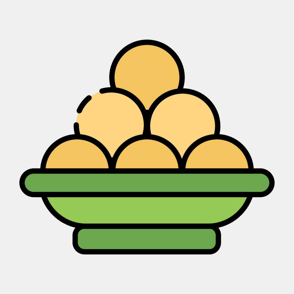 Icon laddu. Diwali celebration elements. Icons in filled line style. Good for prints, posters, logo, decoration, infographics, etc. vector