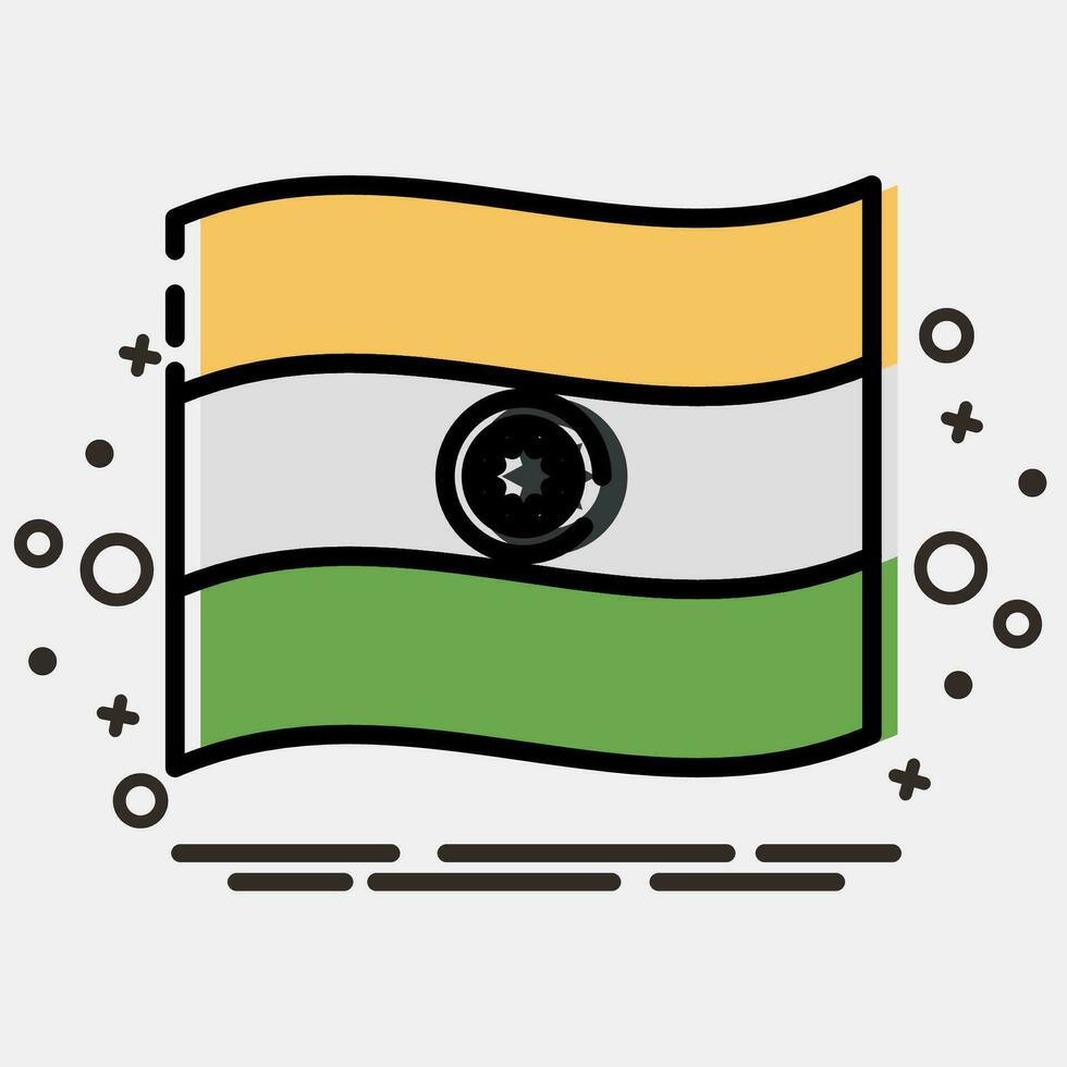 Icon indian flag. Diwali celebration elements. Icons in MBE style. Good for prints, posters, logo, decoration, infographics, etc. vector