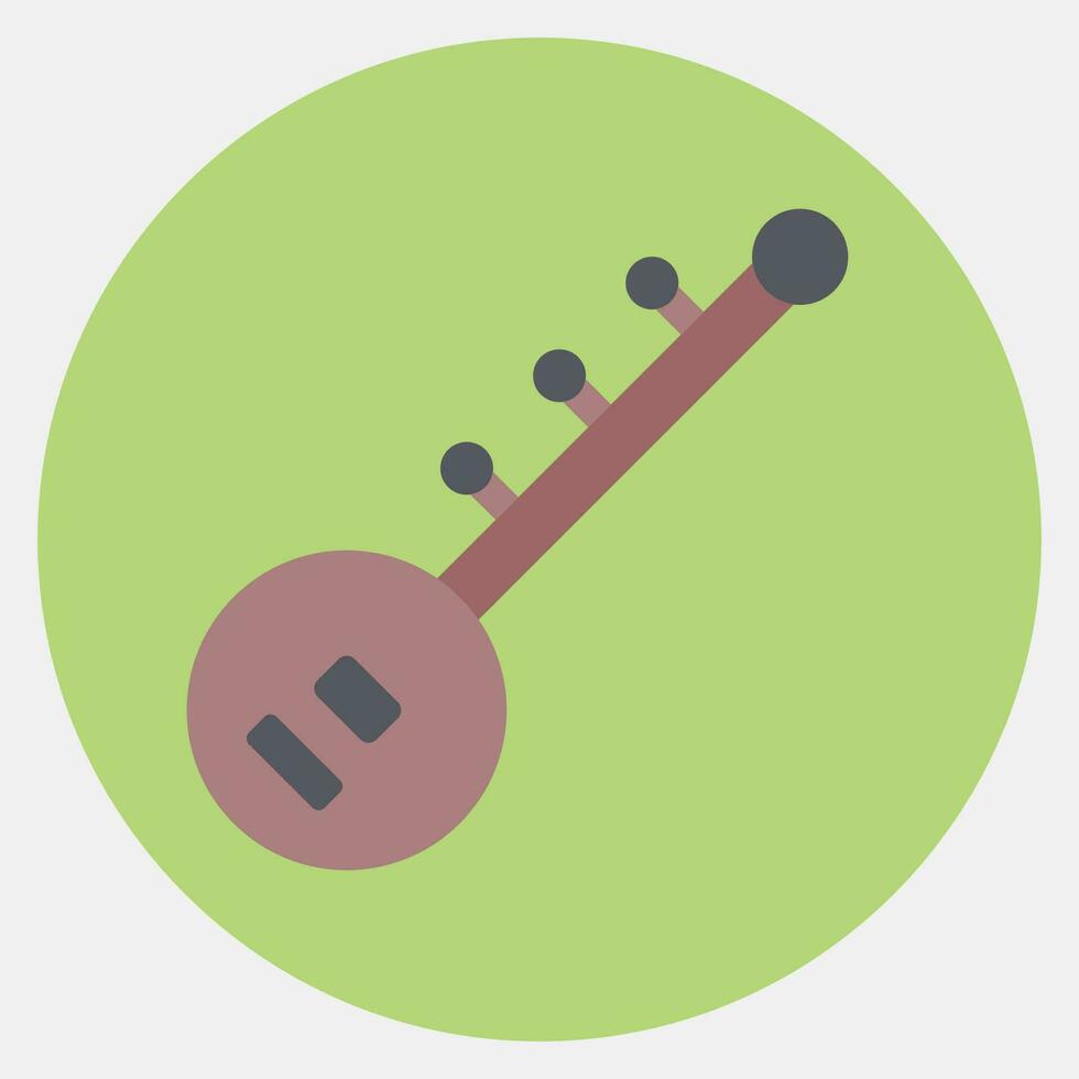 Icon sitar. Diwali celebration elements. Icons in color mate style. Good for prints, posters, logo, decoration, infographics, etc. vector
