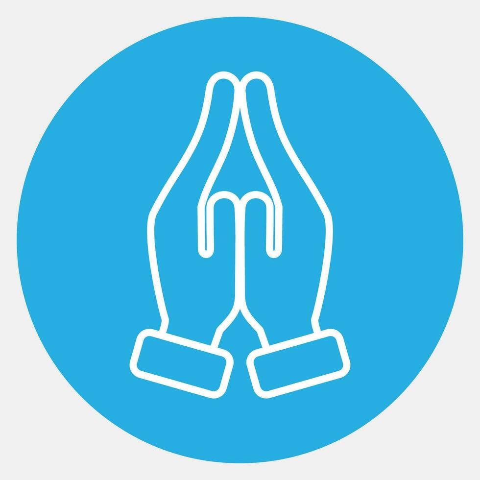 Icon pray. Diwali celebration elements. Icons in blue round style. Good for prints, posters, logo, decoration, infographics, etc. vector