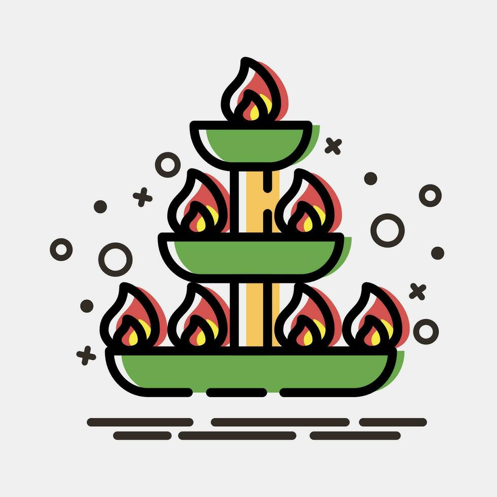 Icon candles. Diwali celebration elements. Icons in MBE style. Good for prints, posters, logo, decoration, infographics, etc. vector