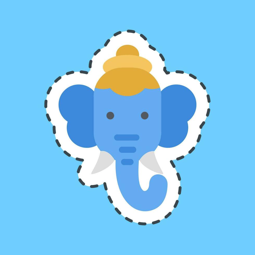 Cutting line sticker ganesha. Diwali celebration elements. Good for prints, posters, logo, decoration, infographics, etc. vector