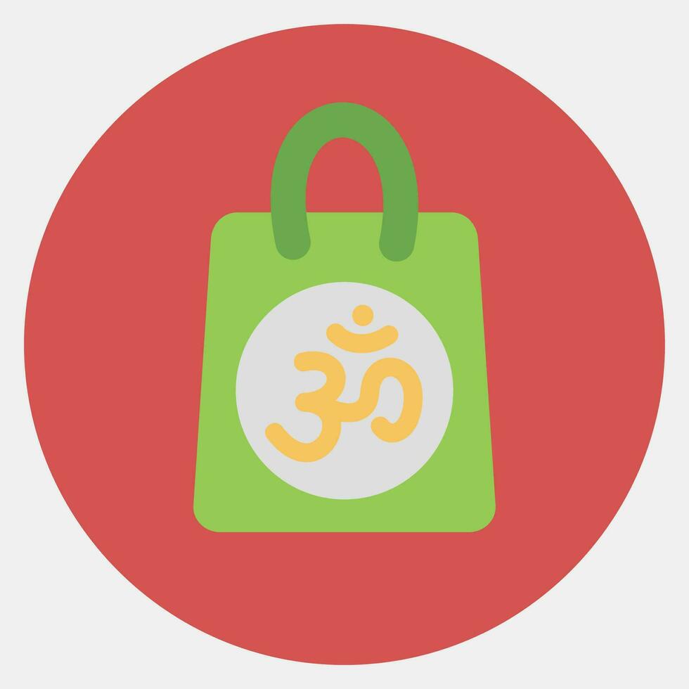 icono regalo bolsa. diwali celebracion elementos. íconos en color compañero estilo. bueno para huellas dactilares, carteles, logo, decoración, infografía, etc. vector