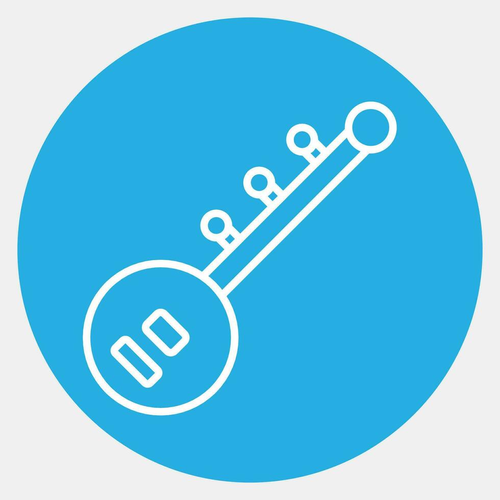 Icon sitar. Diwali celebration elements. Icons in blue round style. Good for prints, posters, logo, decoration, infographics, etc. vector