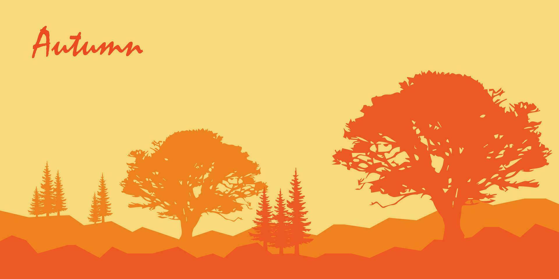 Landscape illustration design with an autumn theme vector