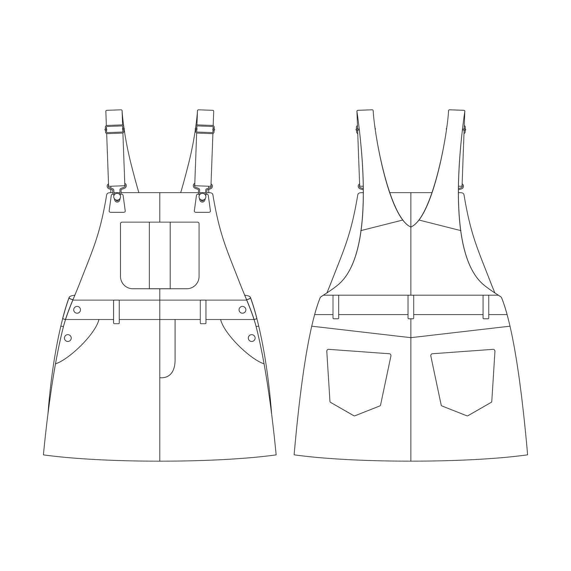 Template Bib Overall Skirt Vector Illustration Flat Design Outline template-bib-overall-skirt-vector-illustration-flat-design-outline