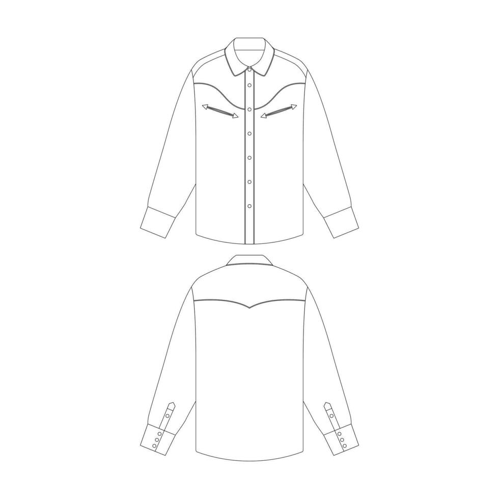modelo occidental camisa vector ilustración plano diseño contorno ropa colección