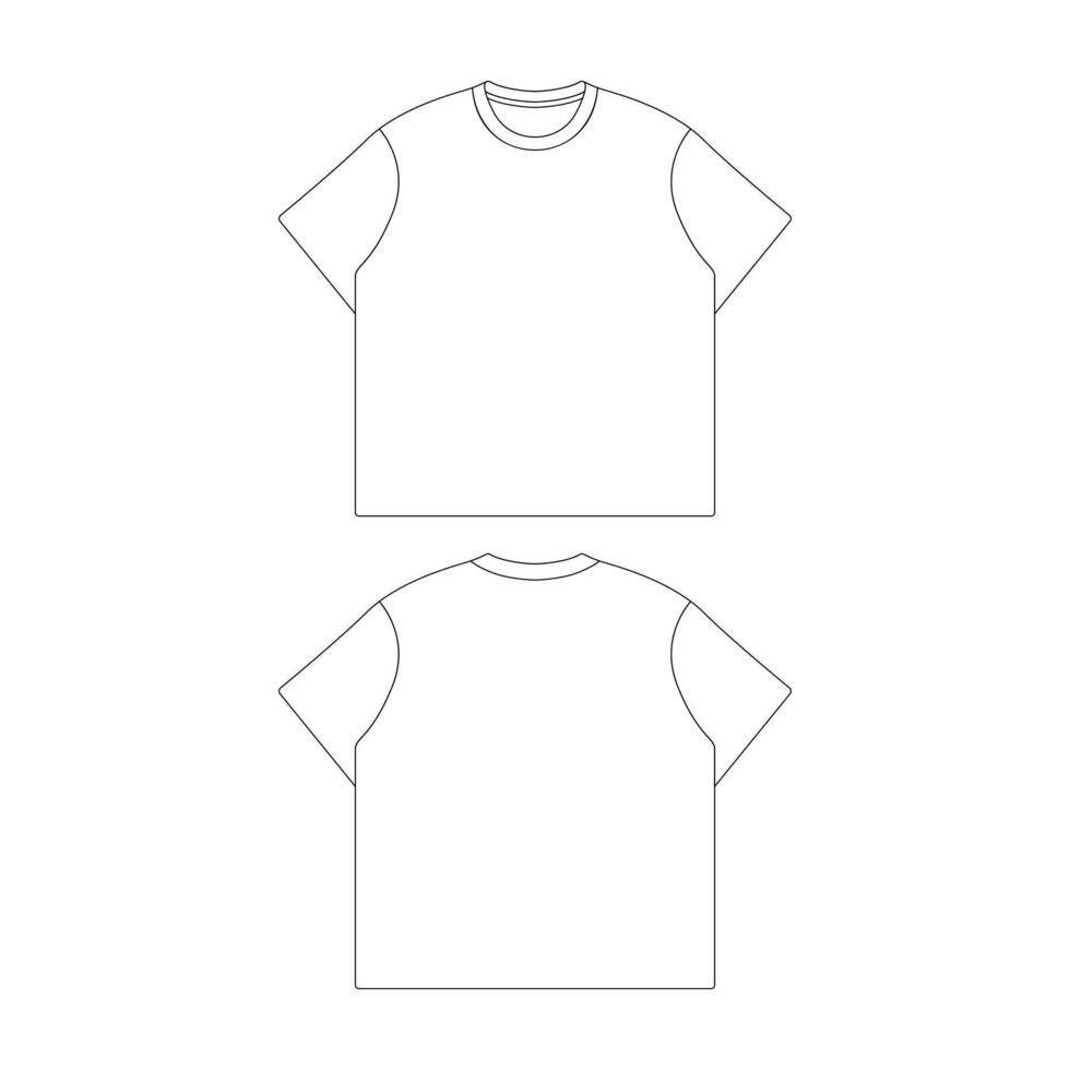 template t-shirt boxy vector illustration flat design outline clothing ...