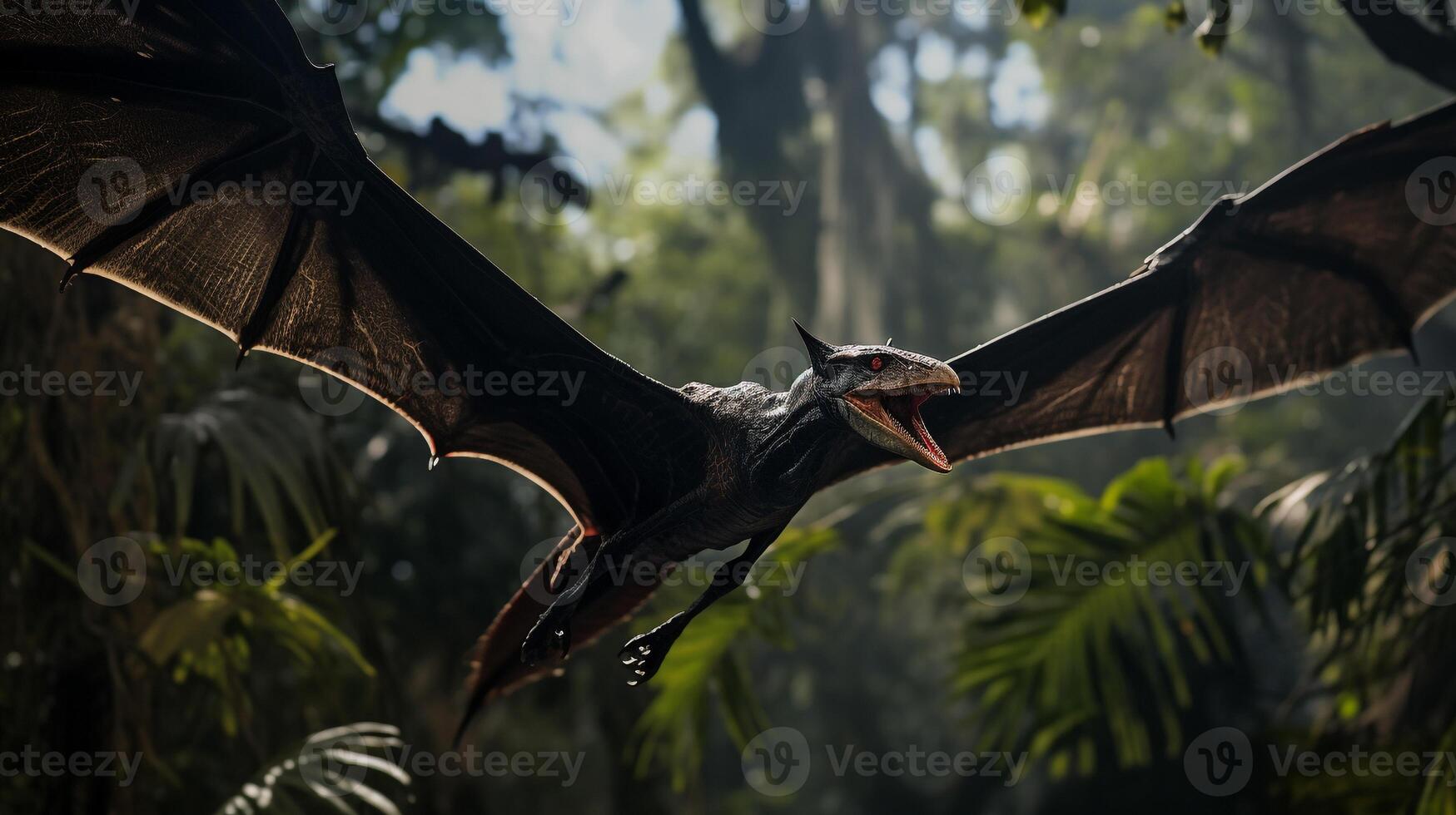 Photo of Pterodactyl Rex in the Jungle. Generative AI