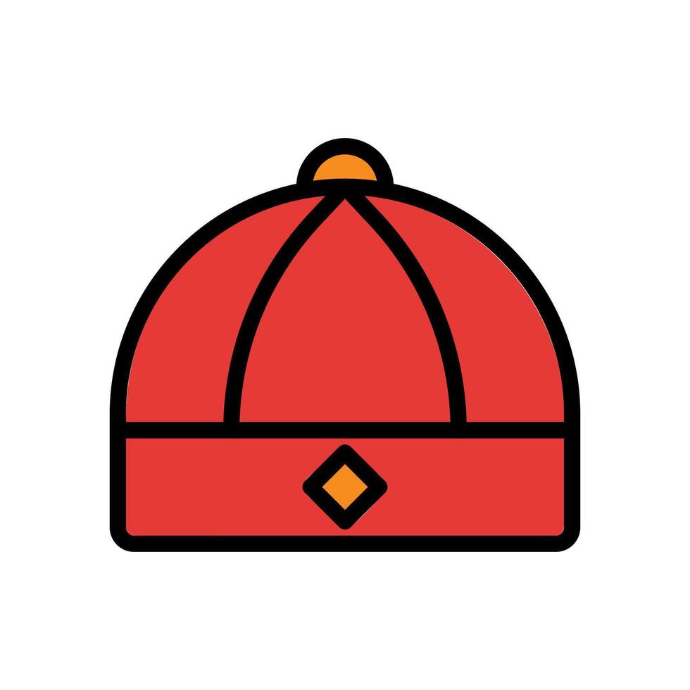 sombrero icono de colores contorno rojo naranja color chino nuevo año símbolo Perfecto. vector