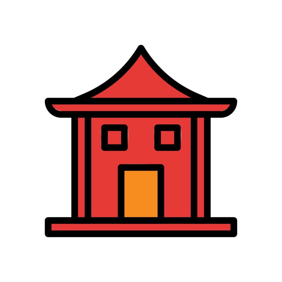 Arch icon colored outline red orange colour chinese new year symbol perfect. vector