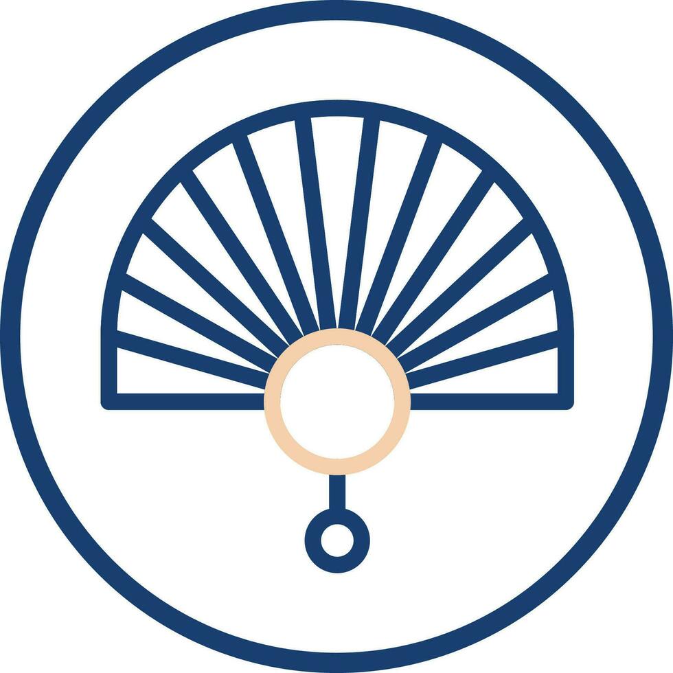 Fan icon line rounded beige blue colour chinese new year symbol perfect. vector