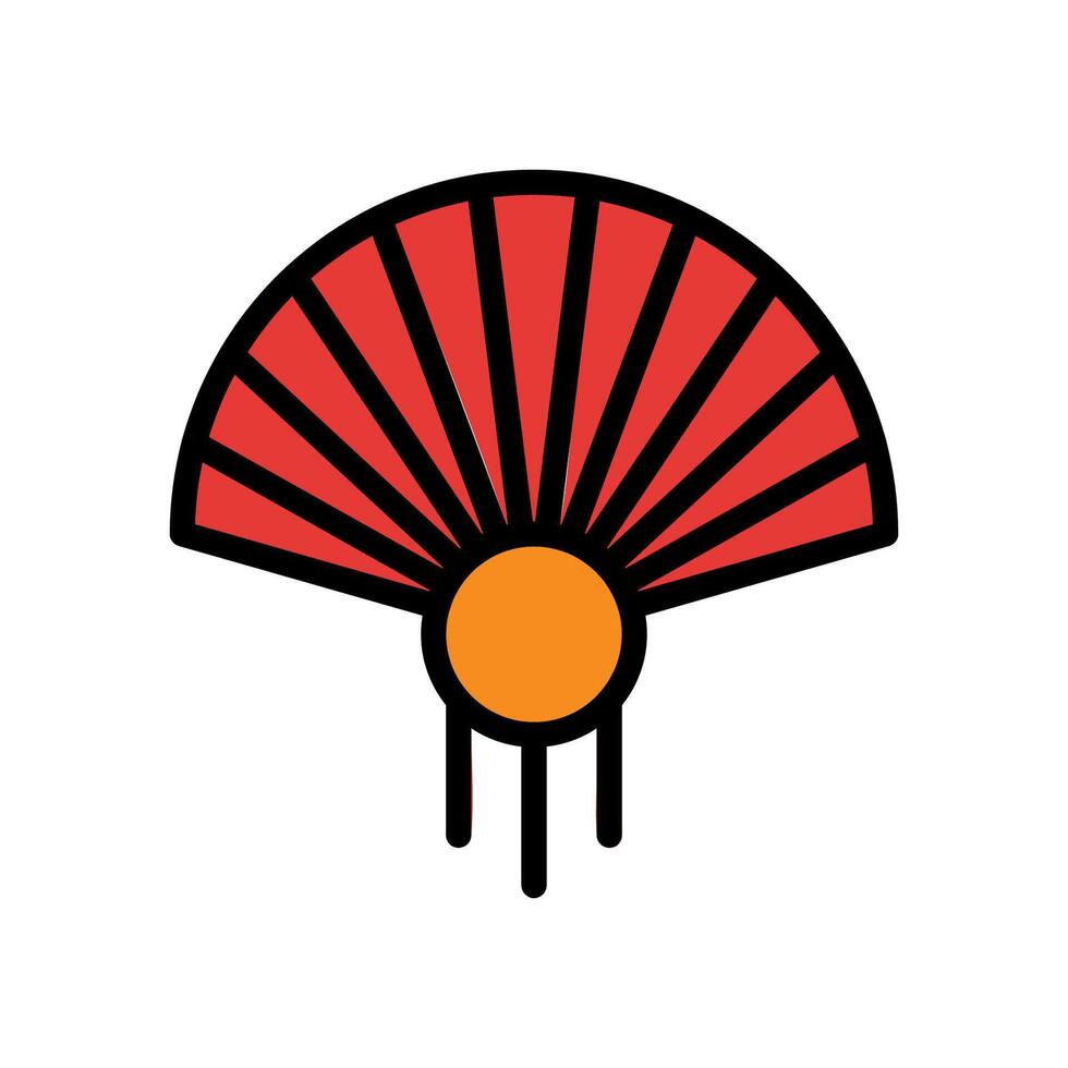 Fan icon colored outline red orange colour chinese new year symbol perfect. vector