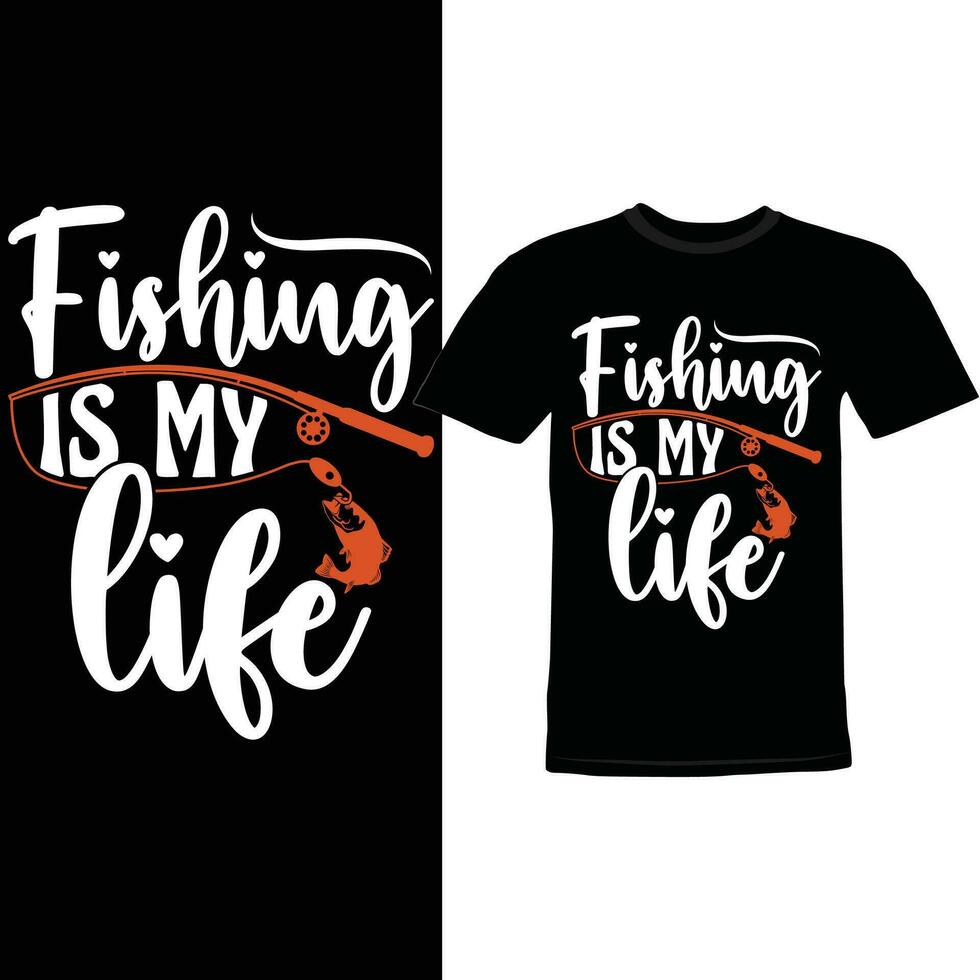 pescar es mi vida, pescado aislado gráfico saludo, pescar vida fauna silvestre tee vector