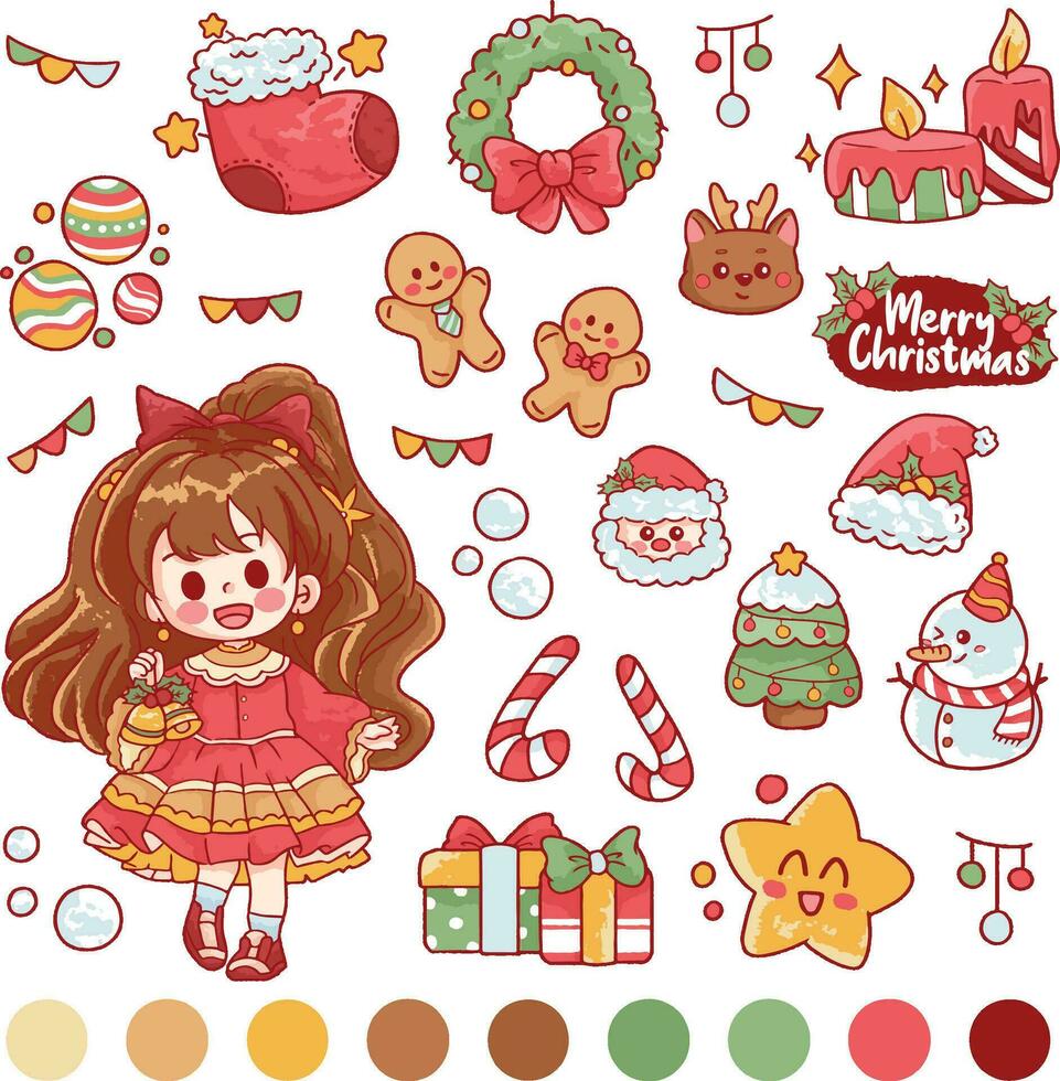 Free vector hand drawn christmas element collection