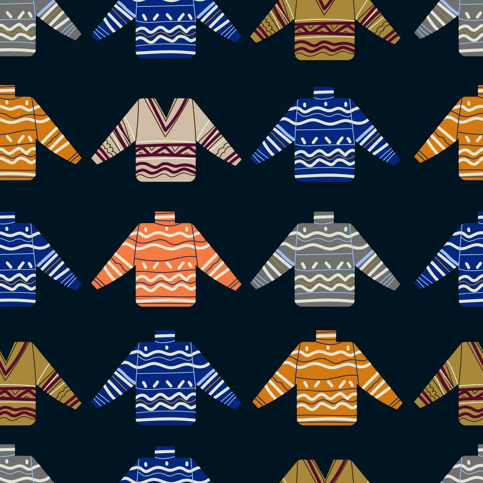 Knitted pullover  vector seamless pattern.