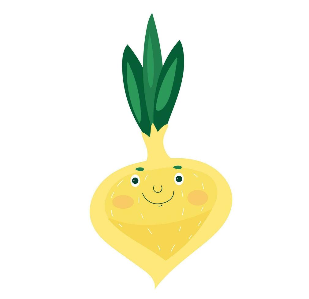 Onion kawaii vector, Cartoon vegetables eating for child, funny cute veggies characters, kawaii healthy food. vector