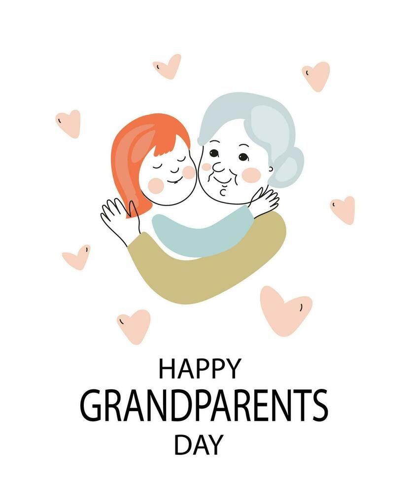 Happy grandparents day. Vector doodle card illustration