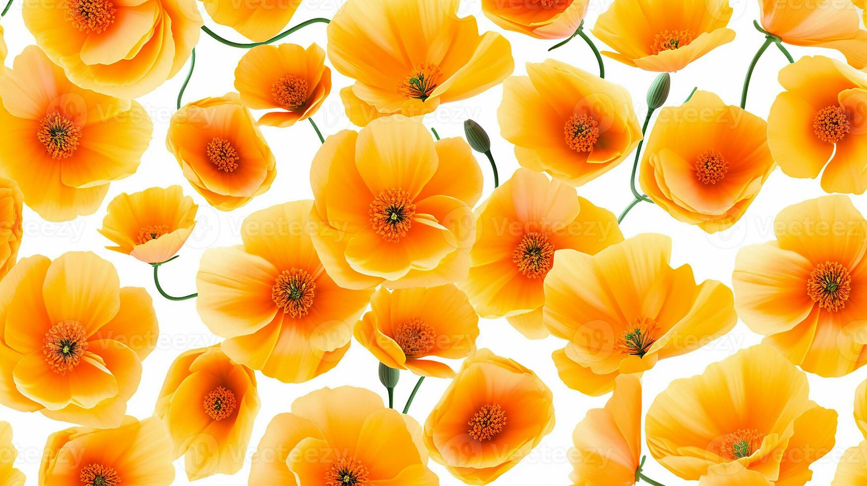 California Poppy flower pattern background. Flower background texture. Generative AI photo
