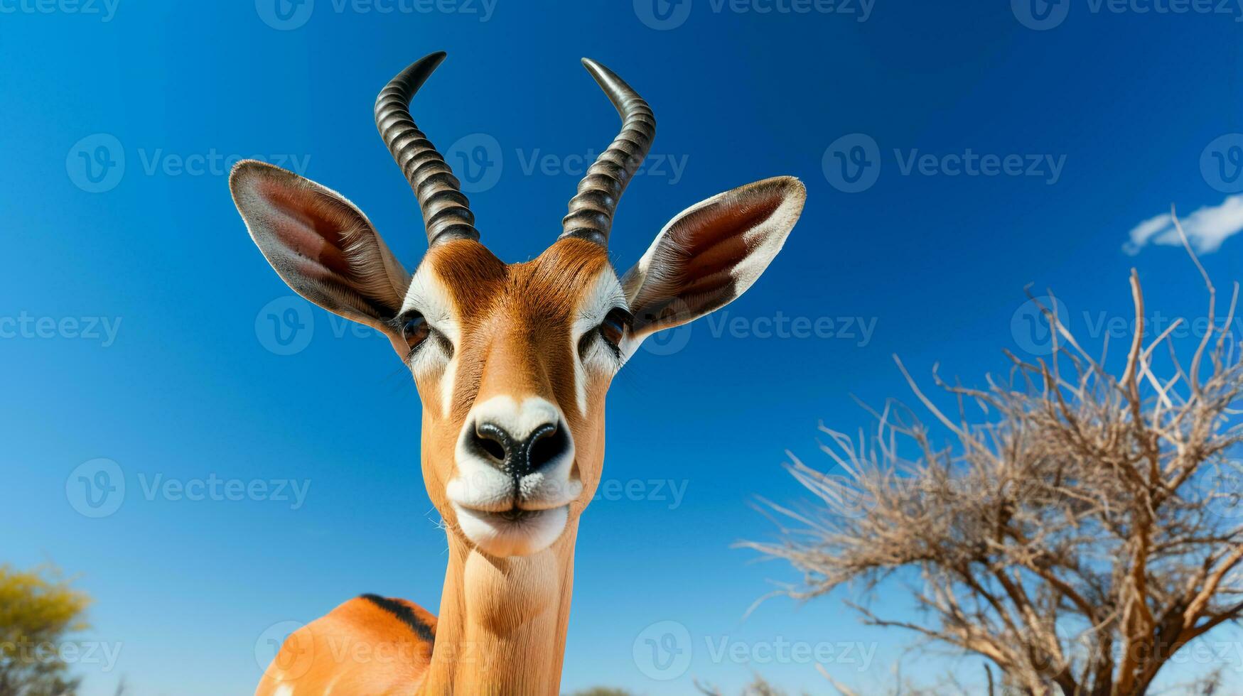 Photo of a Impala under Blue Sky. Generative AI