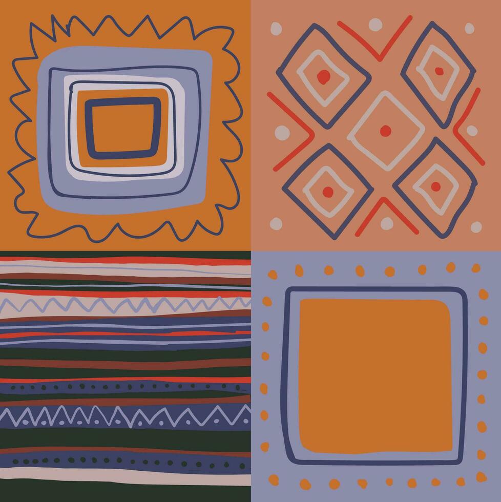 patchwork pattern on orange and dark background vector